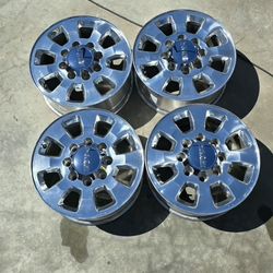 18 INCH OEM GMC FACTORY ORIGINAL CHROME RIMS /  "8-lug"/ 2500/3500 Heavy Duty. " Polished Wheel