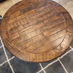 Round  Wood And Metal Coffee Table