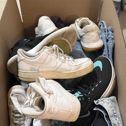 2 large boxes of brand name clothing Nike adidas more