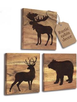 Wooden Cabin Decor. 3 pack! Brand new! See all pics!
