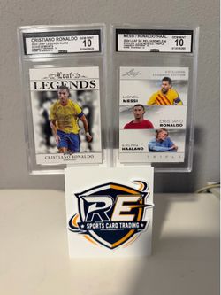2023-24 Leaf Legends Graded Soccer Card Lot (5) Messi,Ronaldo,Haaland,Lamine