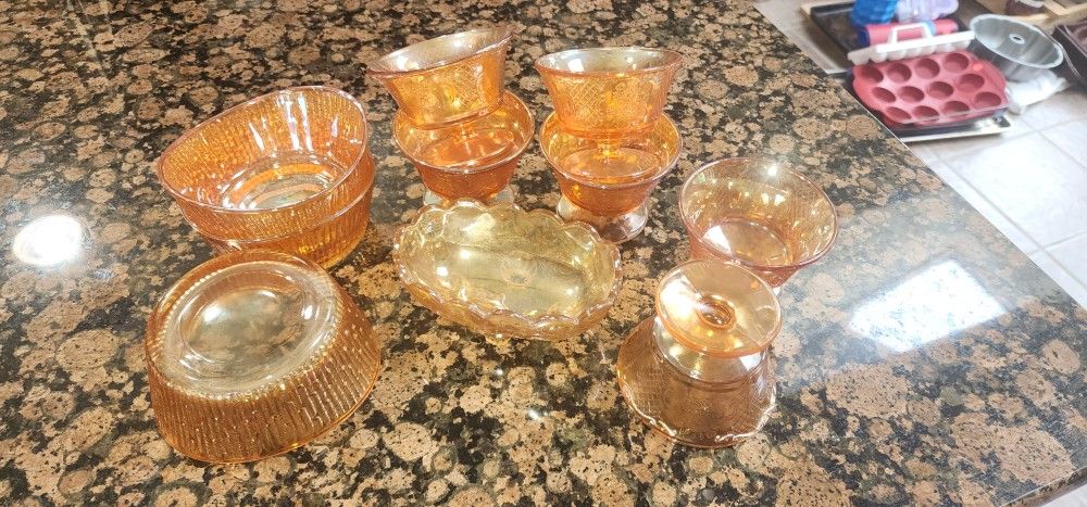 VINTAGE Iridescent Marigold Carnival Glass