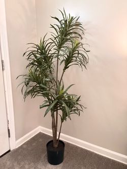 Large Artificial Dracaena Plant with Black Pot – Excellent Condition
