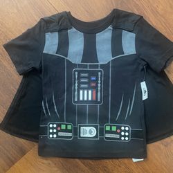 Disney Parks Star Wars Darth Vader Kids T-shirt With Cape Removable Size 4T