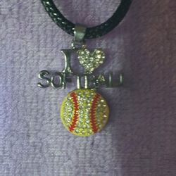 Beautiful I love softball necklace