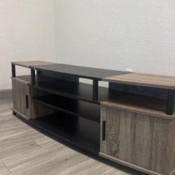  ‏Modern TV Stand / Entertainment Center – Black & Wood Finish
