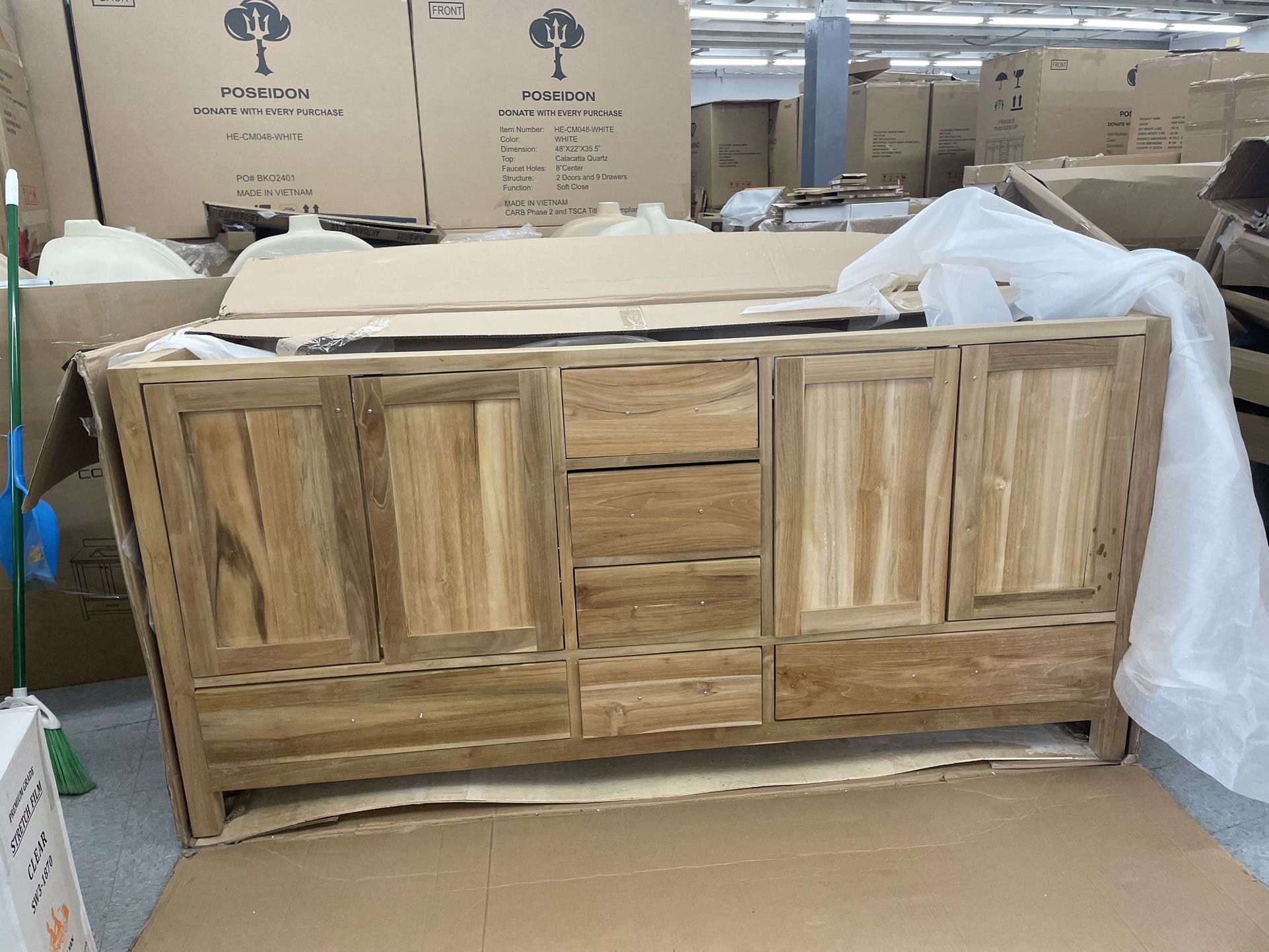DIY Project. Solid Wood Teak  Vanity Cabinet 72”