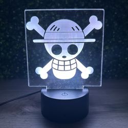 Anime One Piece Straw Hat LED Acrylic Light Lamp 