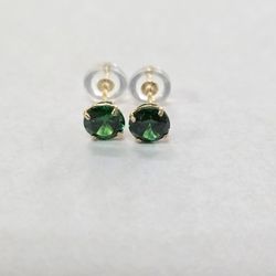 10kt Green Stone "May" Birthstone Earrings
