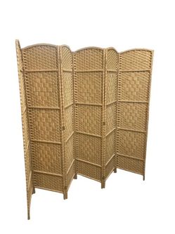 Six panel wicker room divider