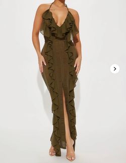 Devine Ruffle Maxi Dress - Olive