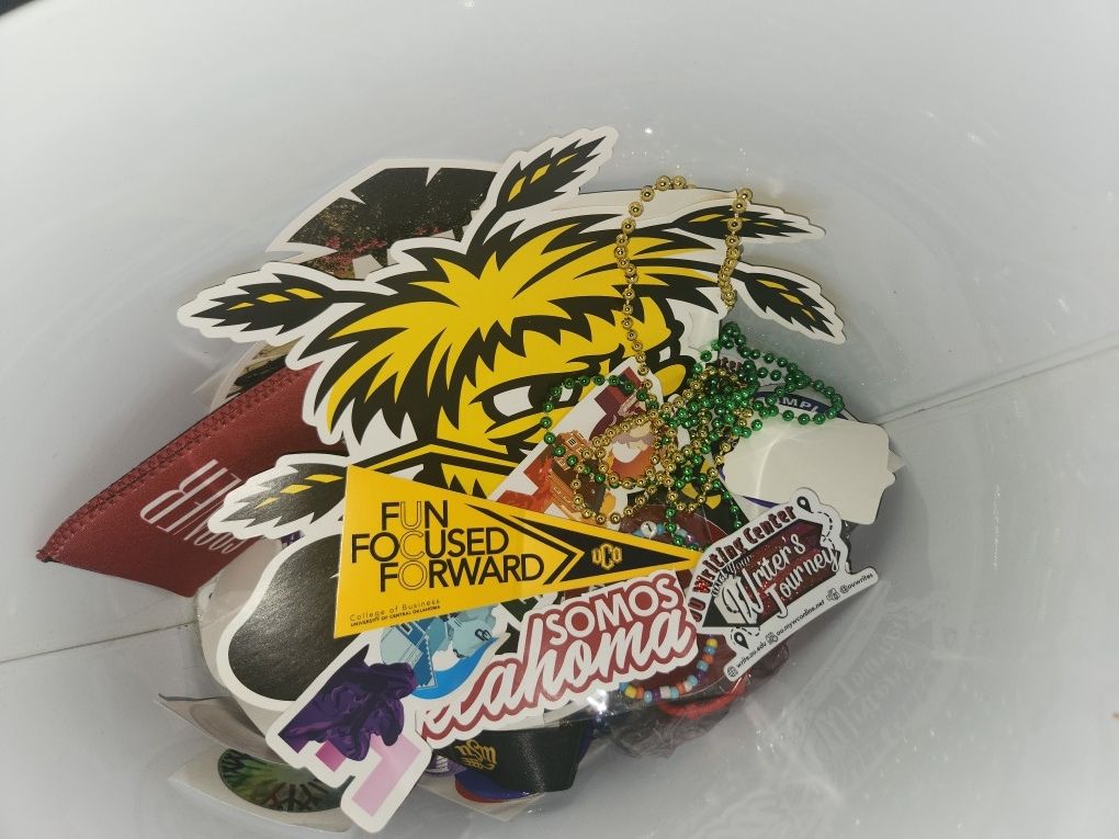 Stickers, Ball Chin Necklace, Key Chin Necklace, And Other Stuff