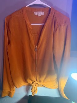 Michael Kors Ombre Zip-Front Blouse
