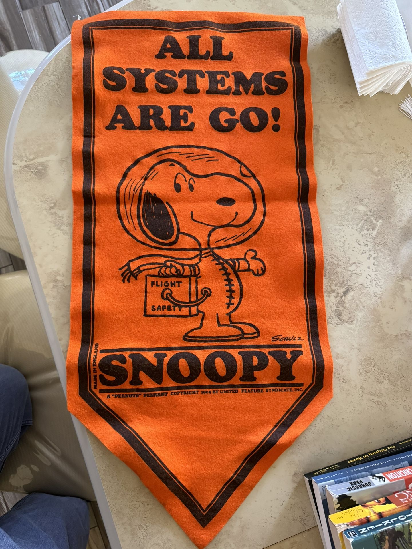 Vintage Snoopy Felt Banner. “All Systems Are Go”