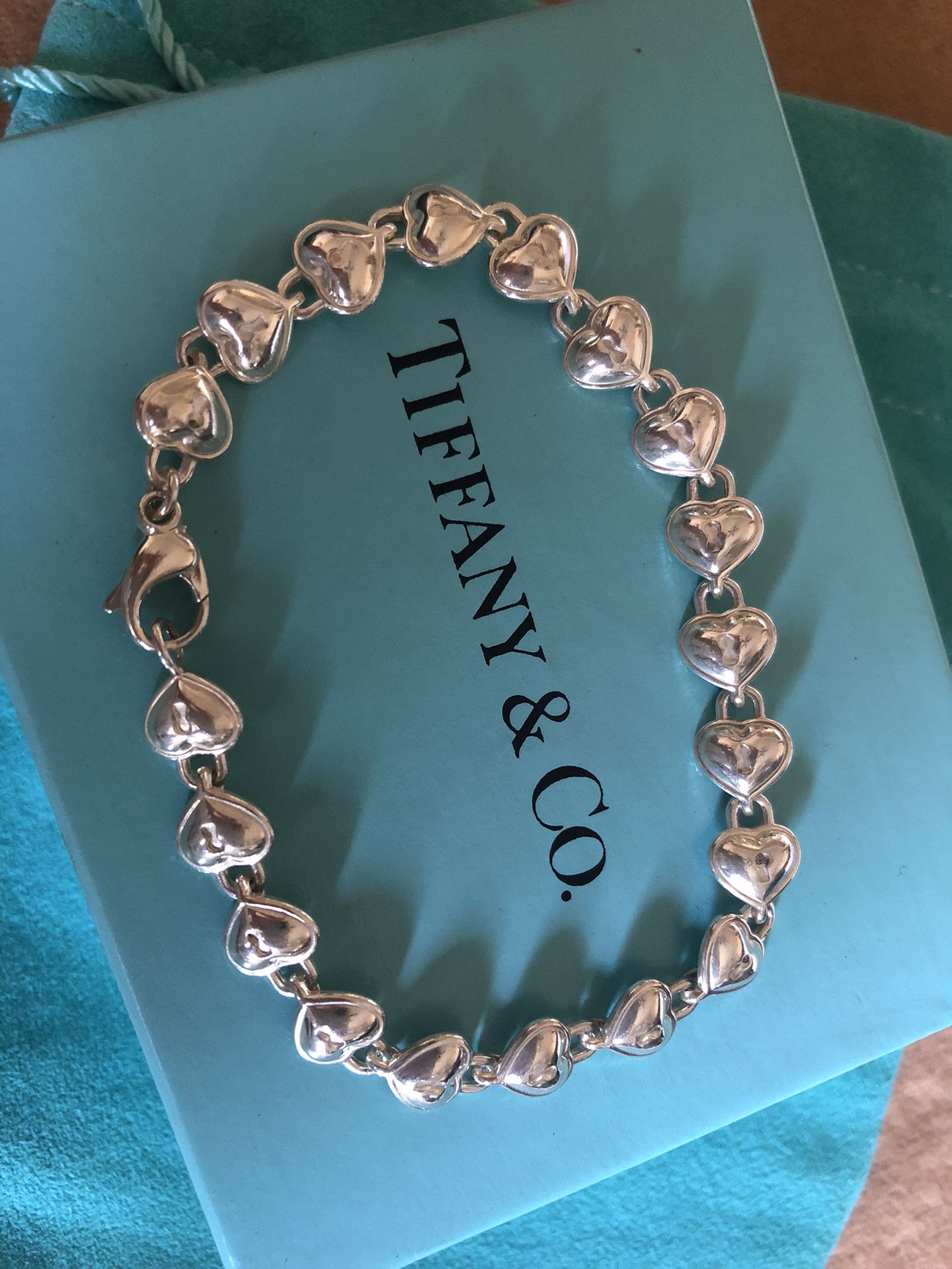 Tiffany & Co. 925 Silver Heart Padlock Bracelet Rare