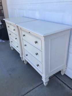 Pair of White Wood Dressers with Drawers