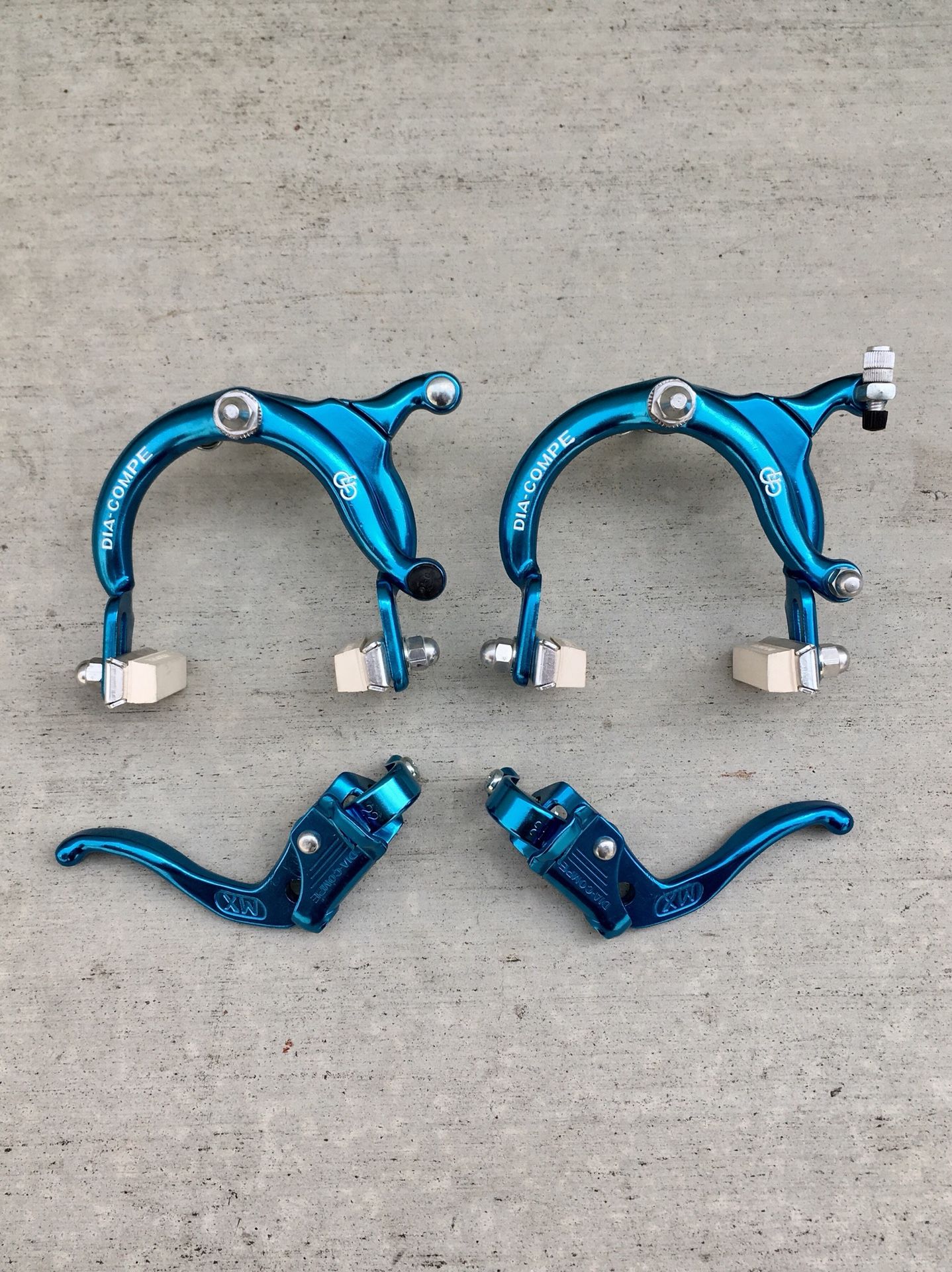 OG ‘85 DATED DIA COMPE MX 880 BLUE BMX FREESTYLE FRONT REAR BRAKES SET 900 1000 HUTCH GT PERFORMER DYNO HARO NOS 20” 24” BIKE
