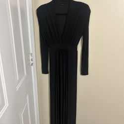 Long Black Dress With Sleeves Size Small By Fashion Nova 