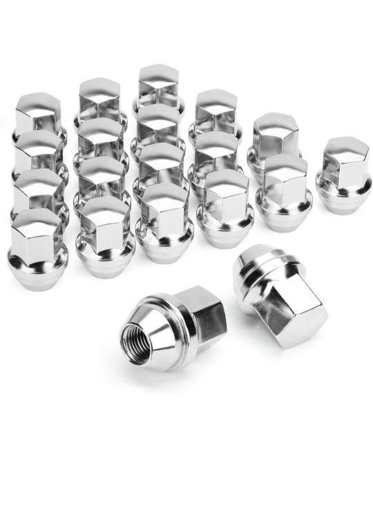 Dynofit M14×1.5 OEM Lug Nuts Fit Do-dge Bui-ck Cadi-llac Chry-sler 20× Sliver Nuts Hex 22mm(7/8')' Height 1.5'' Conical Cone Bulge Seat