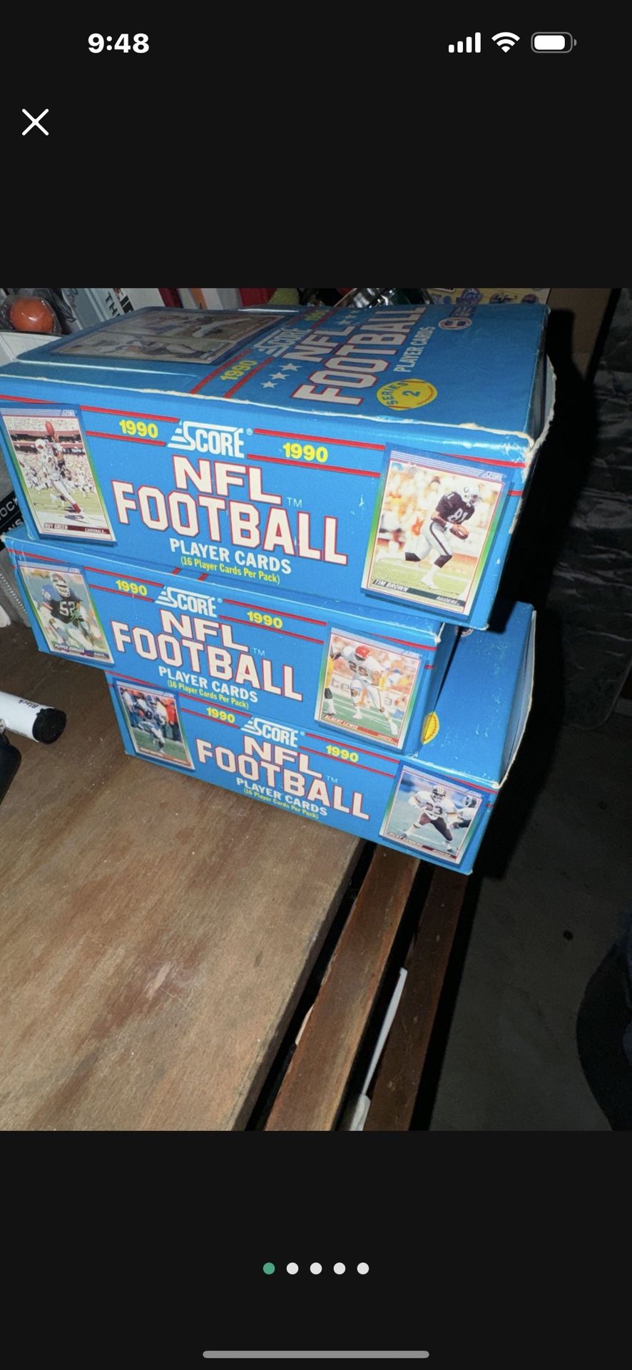 1990 score football box and pack lot. 3 boxes if series 2 and 55 packs  of series 1 all sealed 