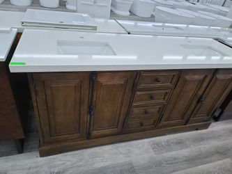 Double Sink Bathroom Vanity with Quartz Top 74"