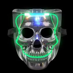 NEW Light-Up Halloween Skull Mask with 6 Flashing Modes, LED Scary Face Mask for Kids, Fun Halloween Costume Ac