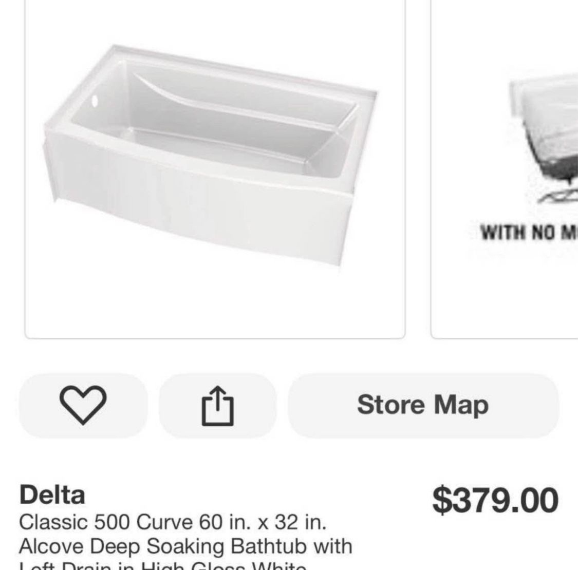 Delta Classic 500 Curve 60 in. x 32 in. Alcove Deep Soaking Bathtub with Left Drain in High Gloss Wh