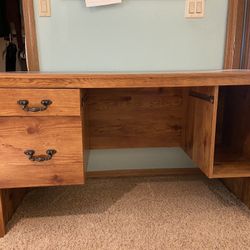 Wood Desk with Upper Shelving