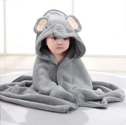 Elephant Newborn Wrap Blanket Fleece Blanket for 0-12 Months Baby Absorbent Warm Blanket Children Bath Towel