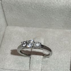 3 Diamond Ring 14K White Gold