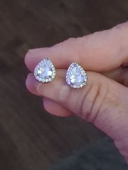 Pear Cut Crystal Halo Stud Earrings