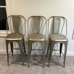 Metallic Vintage Style Barstools with Refining Sophistication - Must Sell Fast!