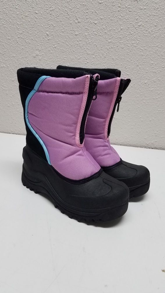 Youth girls pink front zipper warm winter snow boots