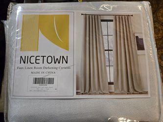 50" x 84" Faux Linen Room Darkening Curtains