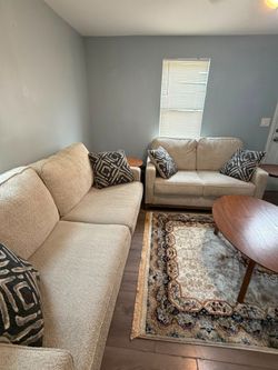 2 sofa and three coffee table

and carpet