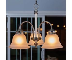 Project Source Fallsbrook 3 -Light Brushed Nickel Etched Glass Mixed Material ChandelierItemt