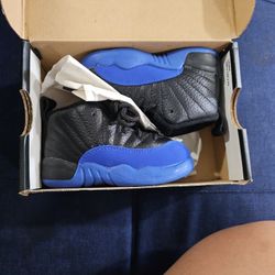 Jordan 12 Retro (TD) Black/ Game Royal Blue Size 6C