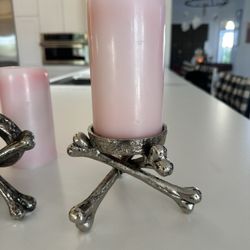 Pottery Barn Cross Bones Pilar Candle Holder Set Of 3 Rare!!!