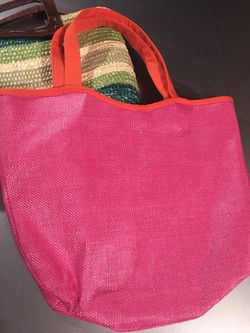 Lovely Pink Woven Fabric Lined Bag