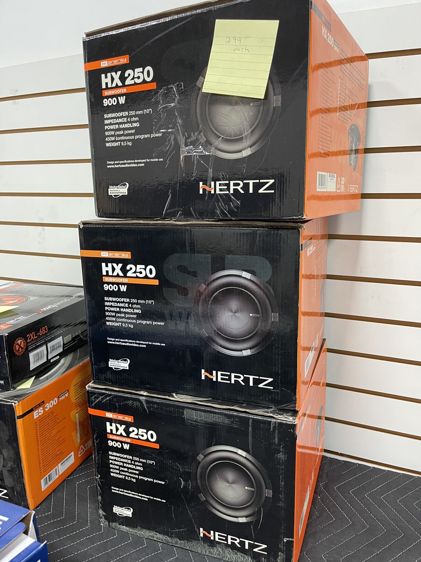 “2 Available” Brand New Hertz HX-250(hi-energy) Subwoofer ( Never Used ) 900watts ,4OHM, 10inch