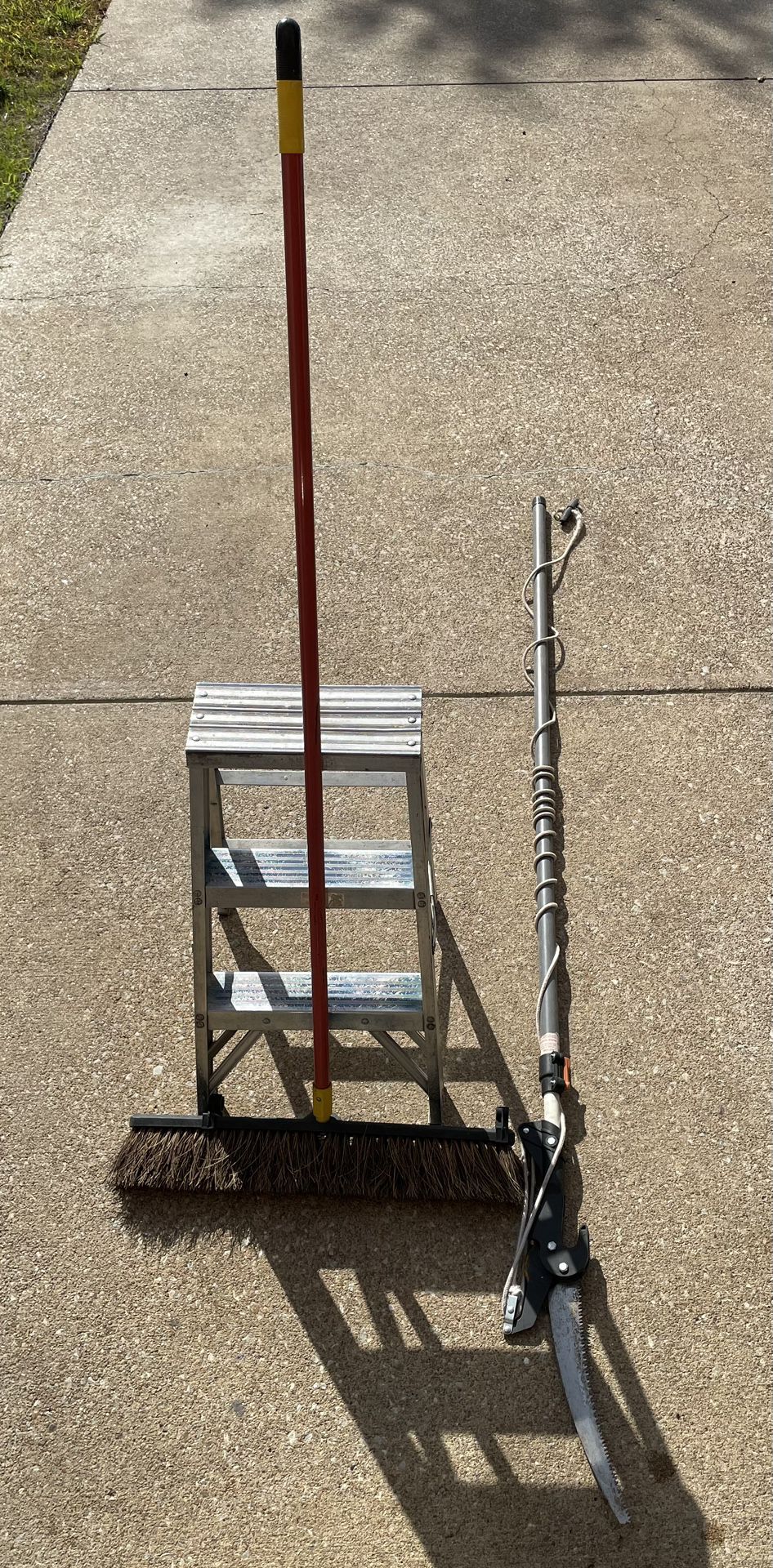 2 Ladders, Push Broom, Pole Saw