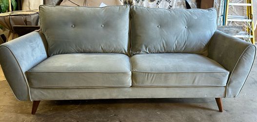 Sofa, 3 Person, Suede, Light Blue Grey (part of set)