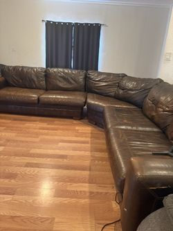 Brown Leather Sofa Sectional Set