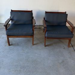 Vintage midcentury modern solid wood club chairs