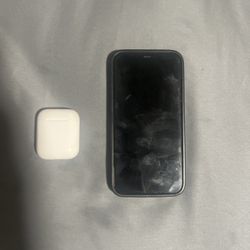 Apple iPhone 11 64GB, Black, Unlocked & Apple Gen 1 Airpods
