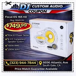 Focal Elite K2 Power Series ES 165 KE 6 1/2" Component Speaker System 200 Watts 🚨 Payment Options Available 🚨 No Credit Needed 🚨 