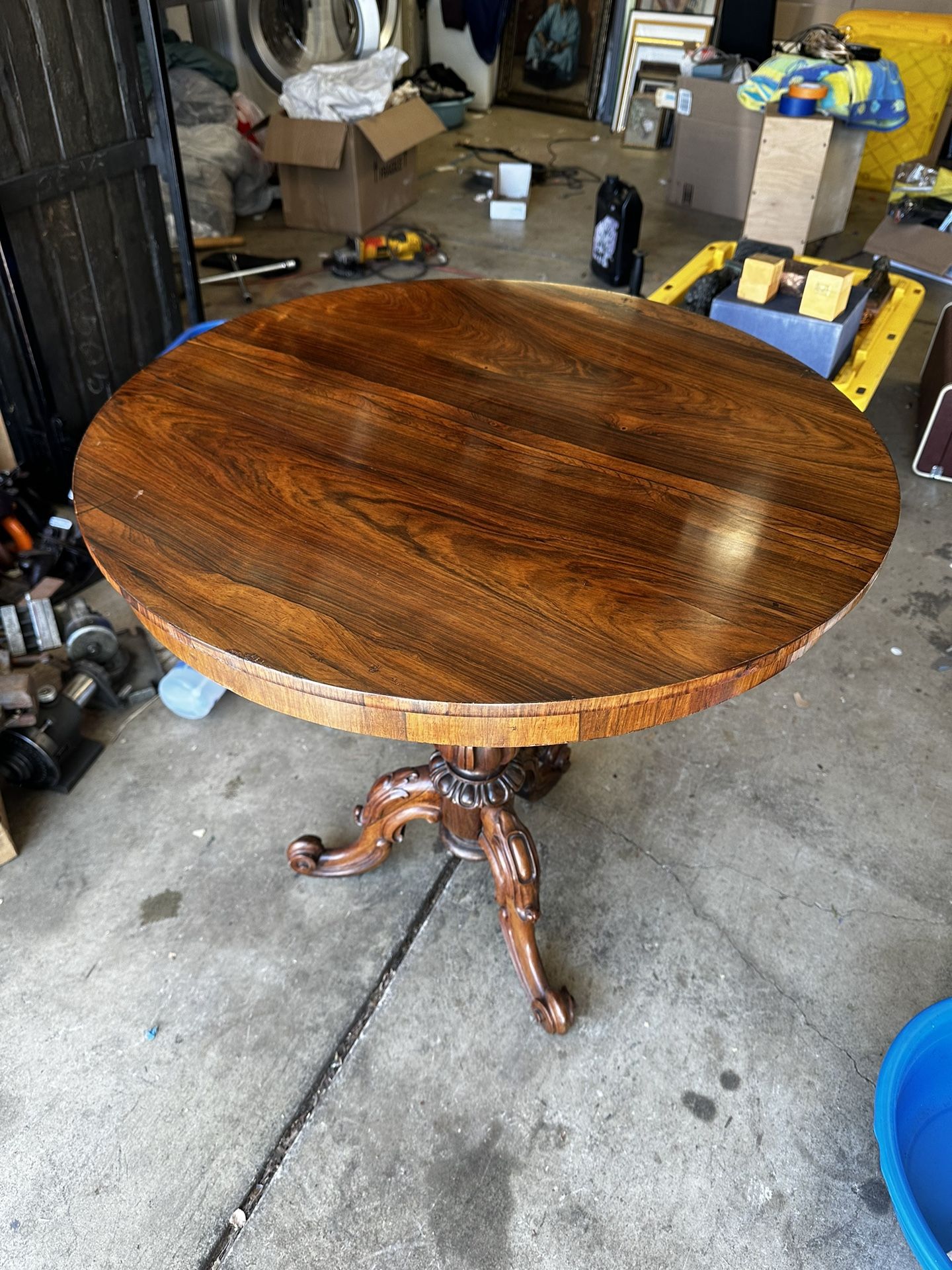 Antique Victorian Rosewood Top and Foot Tilt Top Table circa 1850s 