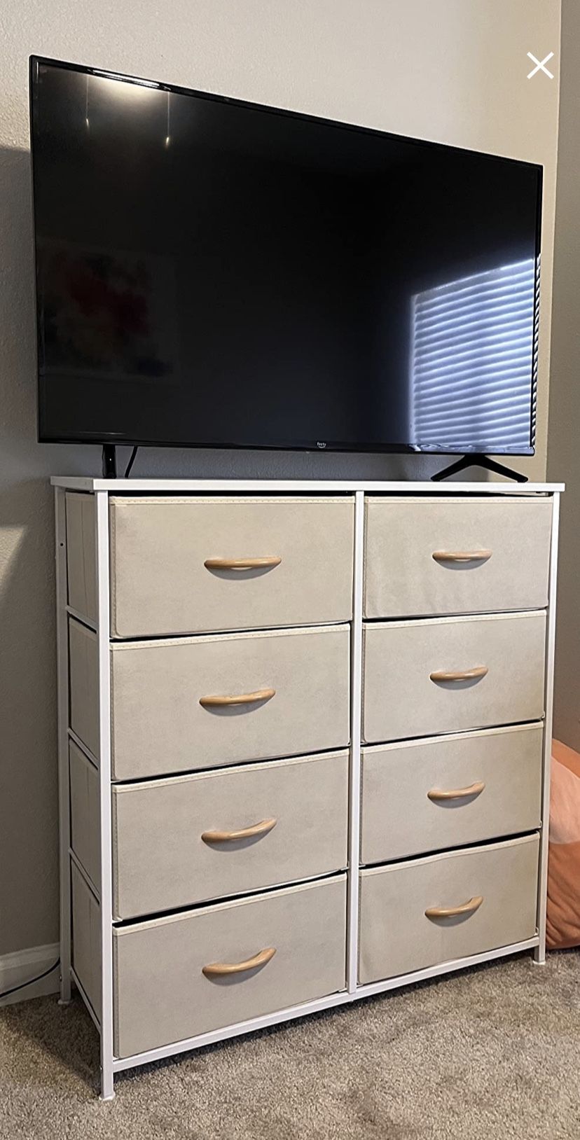 Brand New Never Opened Dresser for Bedroom, 8 Drawer Storage Organizer Tall Wide Dresser for Bedroom Hallway, Sturdy Steel Frame Wood Top, Light Grey