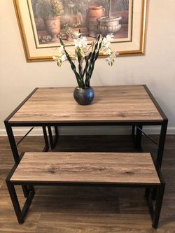 Dining table set with 2 benches