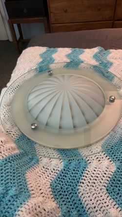 24 Inch Flush Mount Ceiling Light Fixture Frosted Glass Dome With A Sunburst